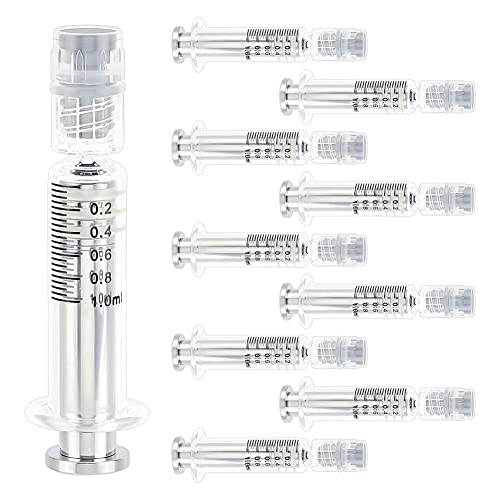 OLYCRAFT 10pcs 1ML Seringue en verre borosilicate Seringue Luer Lock résistante à la chaleur sans...