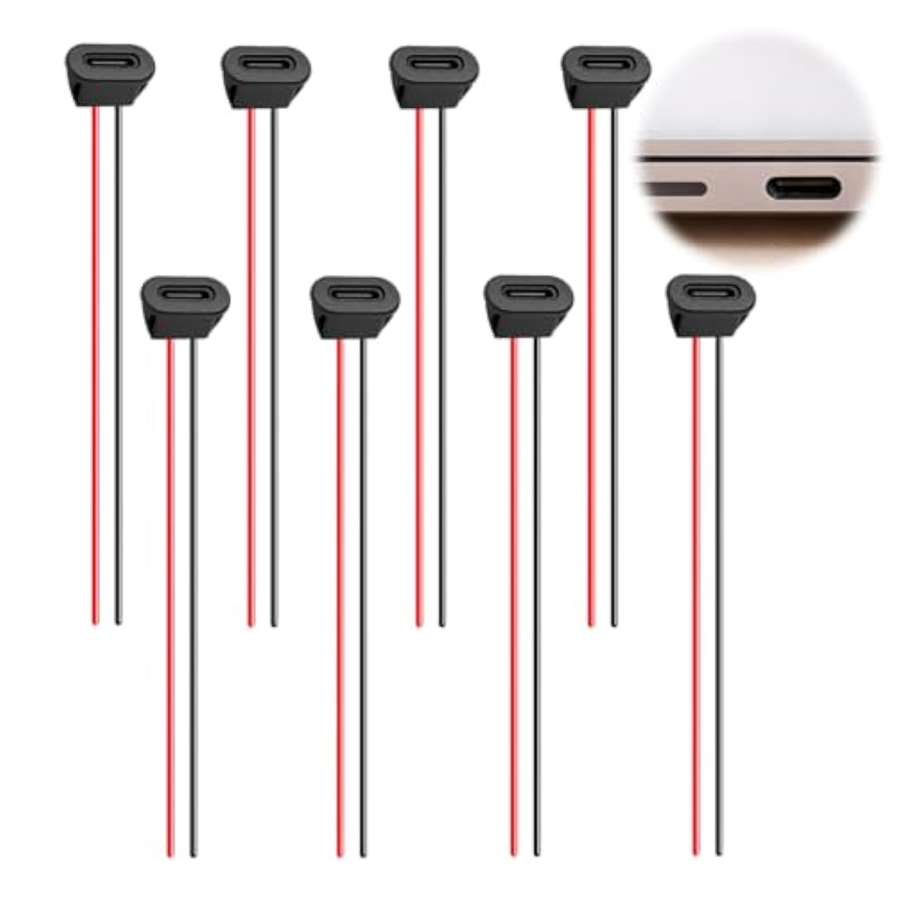 8 Piezas Conectores USB C Hembra de 2 Hilos, Enchufe Tipo C de Carga rápida 3A,Terminales de 2 Pines Fijación a Presión,Carcasa Resistente y Aptos para Proyectos Electrónicos y Módulos de Alimentación