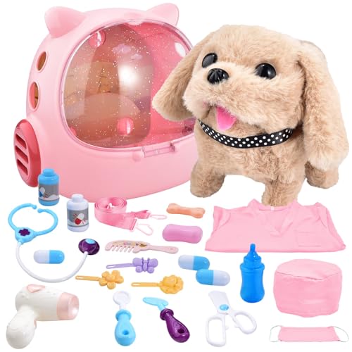 CASRRA Doctor Kit for Toddlers 3-5 Doctors Play Set Toddler Girl Toys 3 4 5 Year Old Girl Birthday Gift Toys Dog Puppy Vet Kit Kids Veterinarian Playset