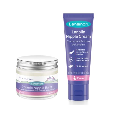 Image of Lansinoh Lanolin Nipple Cream and Organic Nipple Balm for Breastfeeding Bundle, 1 Count of Each, 3.41 Ounce