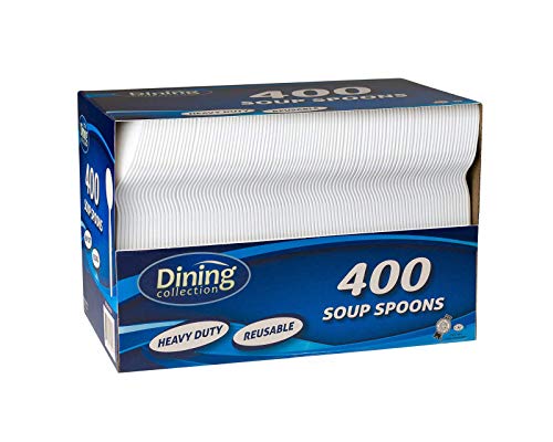 Plasticware Soup Spoons, White - 400 Count Cutlery - Dining Collection