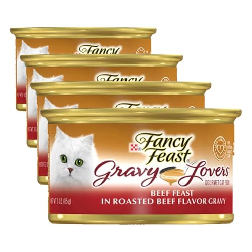 Image of Fancy Feast Classic Gravy Lovers Beef in a Roasted Beef Flavor Gravy Wet Cat Food, 85 g (Pack of 4)