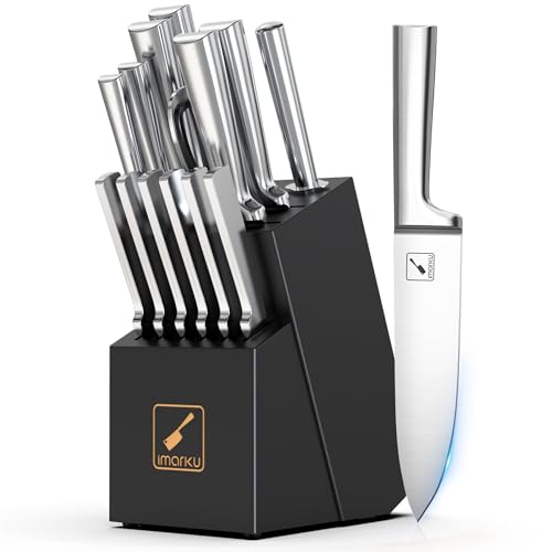 imarku 15 PCS Knife Set: Kitchen Knife Set with High Carbon Stainless Steel, Knife Block Set with Dishwasher Friendly Ultra Sharp Professional Chef Well Balance Knives Set, Best Gifts for Wo