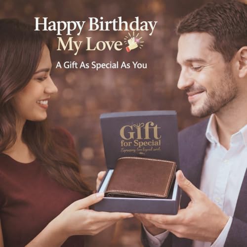 Image of Gift For Special Genuine Leather Wallet for Men Gift - Mens Wallet Purse Gift Boyfriend - Happy Birthday Gift