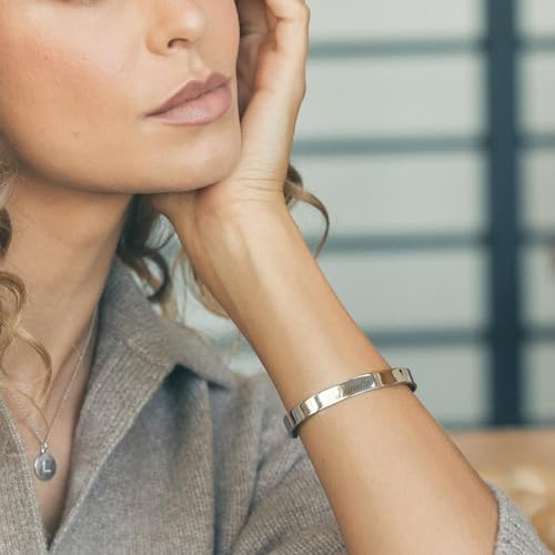 EVE'S ADDICTION Silver Engravable Adjustable Cuff Bracelet - Gifts for Mom2