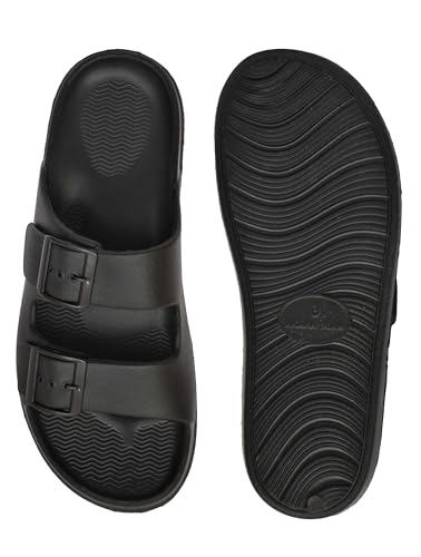 Image of HEALTH FIT Extra Soft Premium Classic Cushion Sliders /Slippers with Adjustable Buckle Strap & Light Weight Anti-SkidWaterproof Flip Flops for Men's HF150