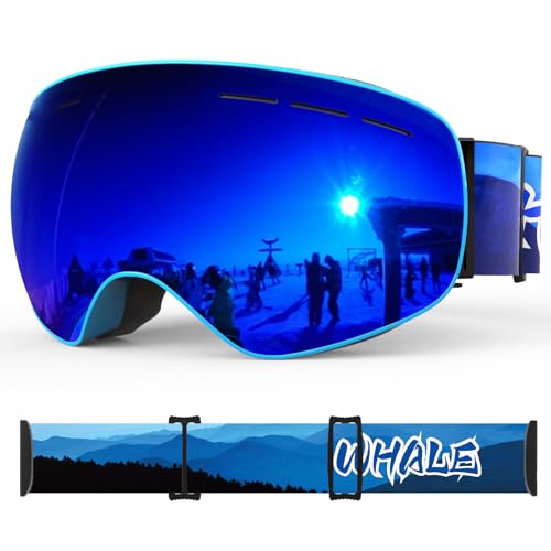 [ARTSTAR] Whale Ski Goggles OTG, Over Glasses Snowboard Goggles for Men, Women Adult, Anti Fog Snow Goggles 100% UV Protection M