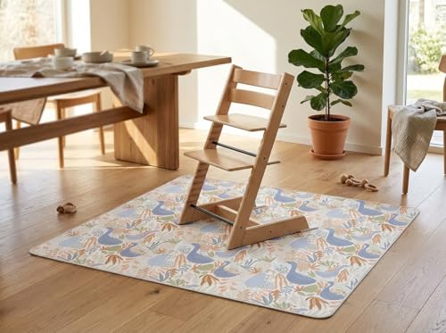 Image of Splat Mat for Under High Chair, Waterproof Washable High Chair Floor Mat | 51 inchx51 inch Reusable Splash Mat, Non-slip Backing, Wipeable Floor Protector and Food Mat for Baby Meals, BLW, Crafts, Play