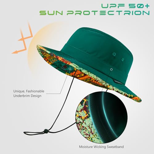 Image of UPF 50+ Foldable Sun Hat Patterned Under Brim Bucket Hats for Summer Hiking Fishing Beach Safari Men Women