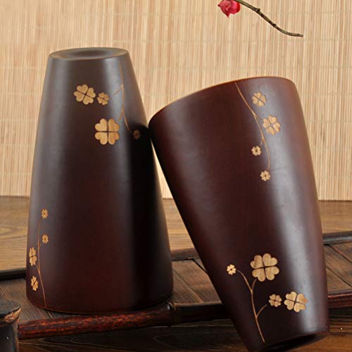 2 unidades de copo de água de madeira esculpida caneca de bebida xícara de café xícara de chá exclus