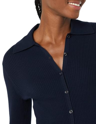 Image of Amazon Essentials Women's Fine Gauge Stretch Polo Ribbed Long Sleeve Sweater Cardigan