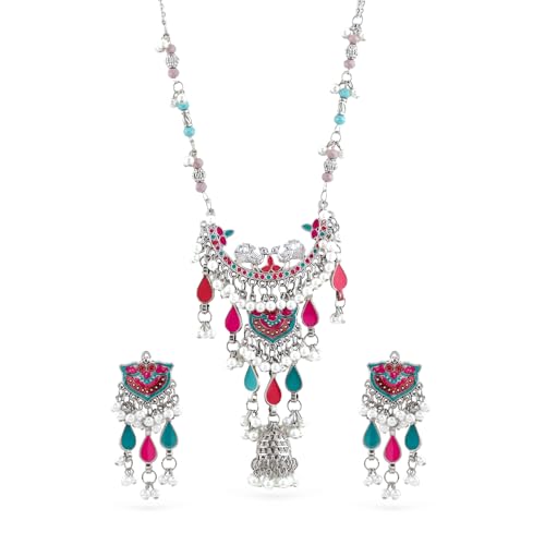 Image of Rubans Oxidised Necklace Set Indian Tribal Style Ethnic Jewellery Gift for Women & Girls