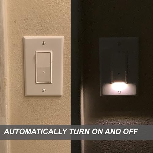 4Pack SOZULAMP Illuminated Light Switch-Esay to Install,No Neutral Wire,Single-Pole Paddle Rocker Lightswitch with Night Light,15Amp 120/277Volt,Glossy White - Thumbnail 5