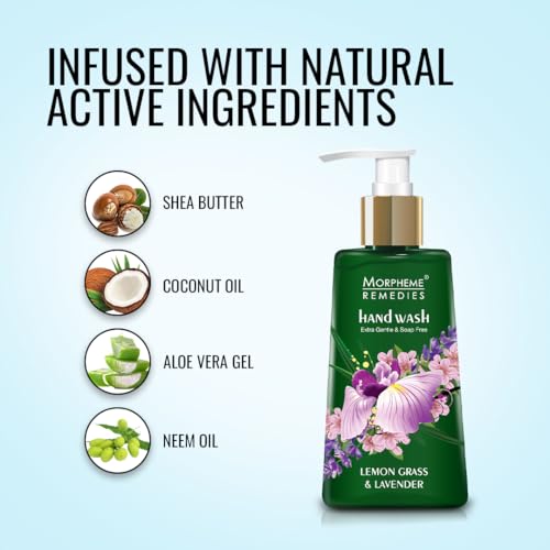 Image of Morpheme Remedies Hand Wash Lemongrass & Lavender, Anti Bacterial, 250ml - Soap Free Hand wash