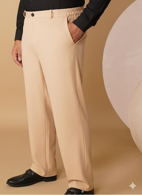 Image of OOMPH! Luxury Lycra Stretchable Formal Pants for Men | Stylish Slim Fit Men's Wear Trousers for Office or Party | Mens Fashion Dress Trouser Pant