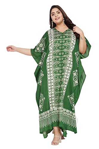 Image of Oussum Plus Size Kaftan Dresses for Women, Polyester Summer Caftan Cover Up Maxi Beach Dress, 1X-3X