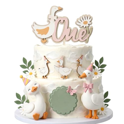 Goose Cake Topper Silly Goose Theme One Cake Topper Pink One Silly Gooses Birthday for Baby Shower First Birthday Photo Prop