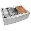Ruvati Verona RVH9200 33" Apron-front Workstation Farmhouse Single Bowl Kitchen Sink, Stainless Steel, 16 Gauge