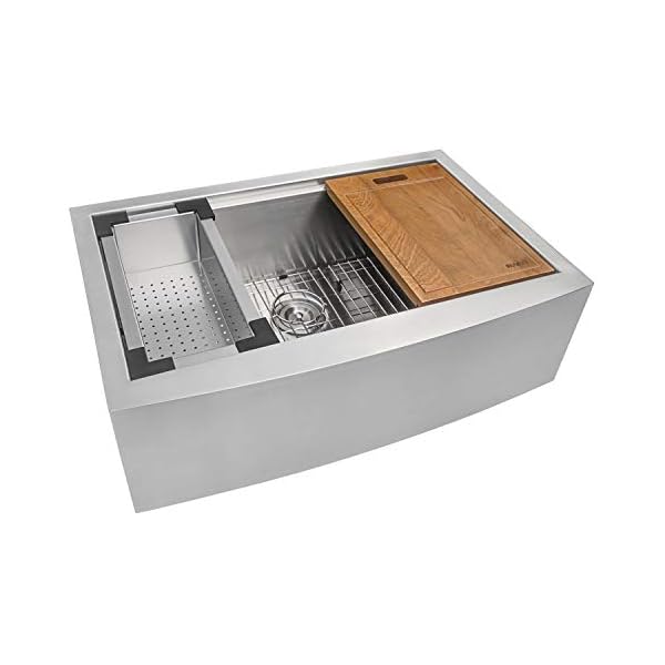 Ruvati Verona RVH9200 33" Apron-front Workstation Farmhouse Single Bowl Kitchen Sink, Stainless Steel, 16 Gauge Ruvati Verona RVH9200 33" Apron-front Workstation Farmhouse Single Bowl Kitchen Sink, Stainless Steel, 16 Gauge