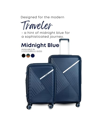 Image of CRUISE Midnight Blue Travel Trolley Bags Set (20+24 Inch)| Hard Shell Expandable Suitcases with 8 Spinner Wheels & TSA Lock | Cabin and Check-in Lightweight Luggage Bag | Adjustable Handle (Set of 2)