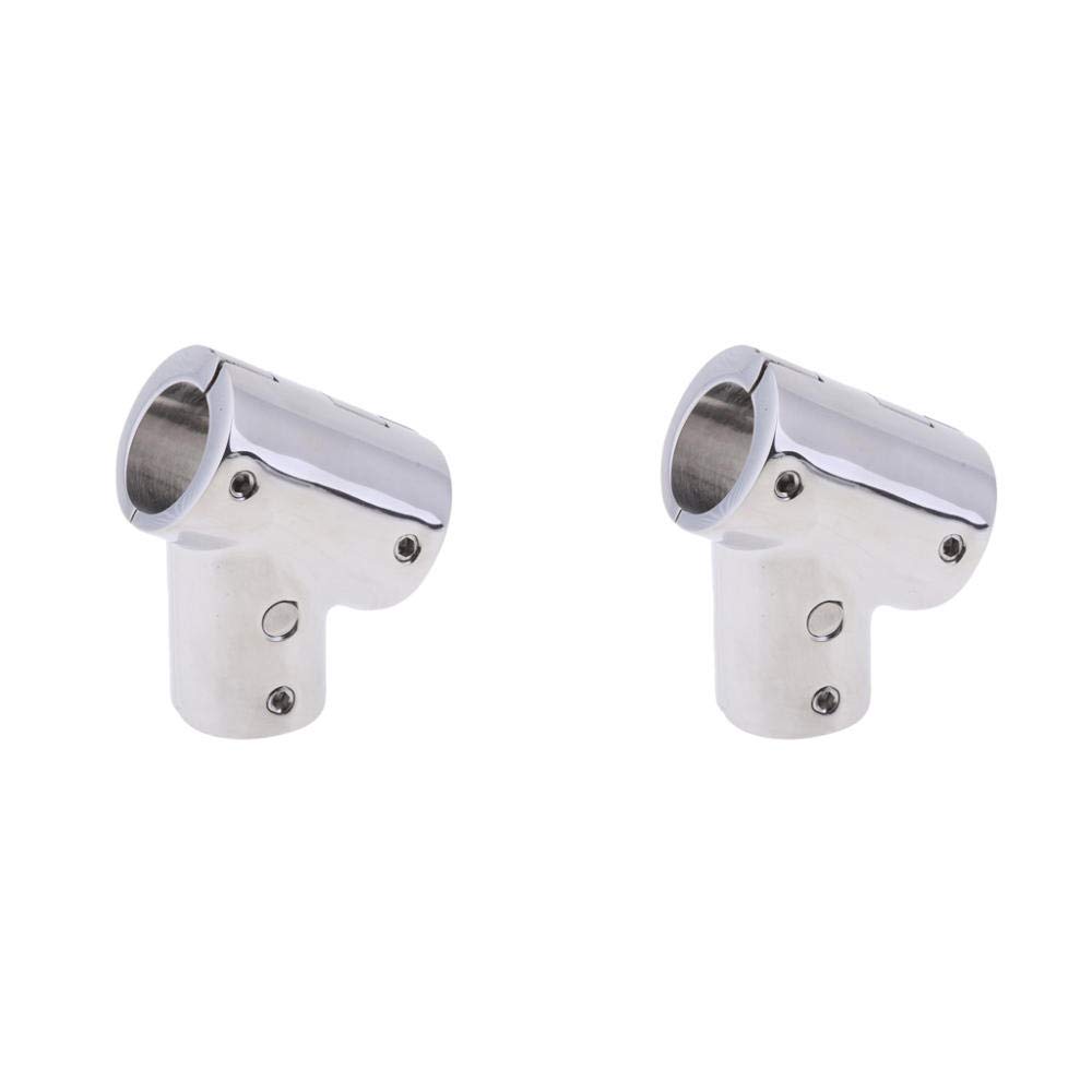 GEYMON 2 Pieces 316 Stainless Steel Bow & Boat Hand Rail 60 Degree Tee Fitting 22mm Tube