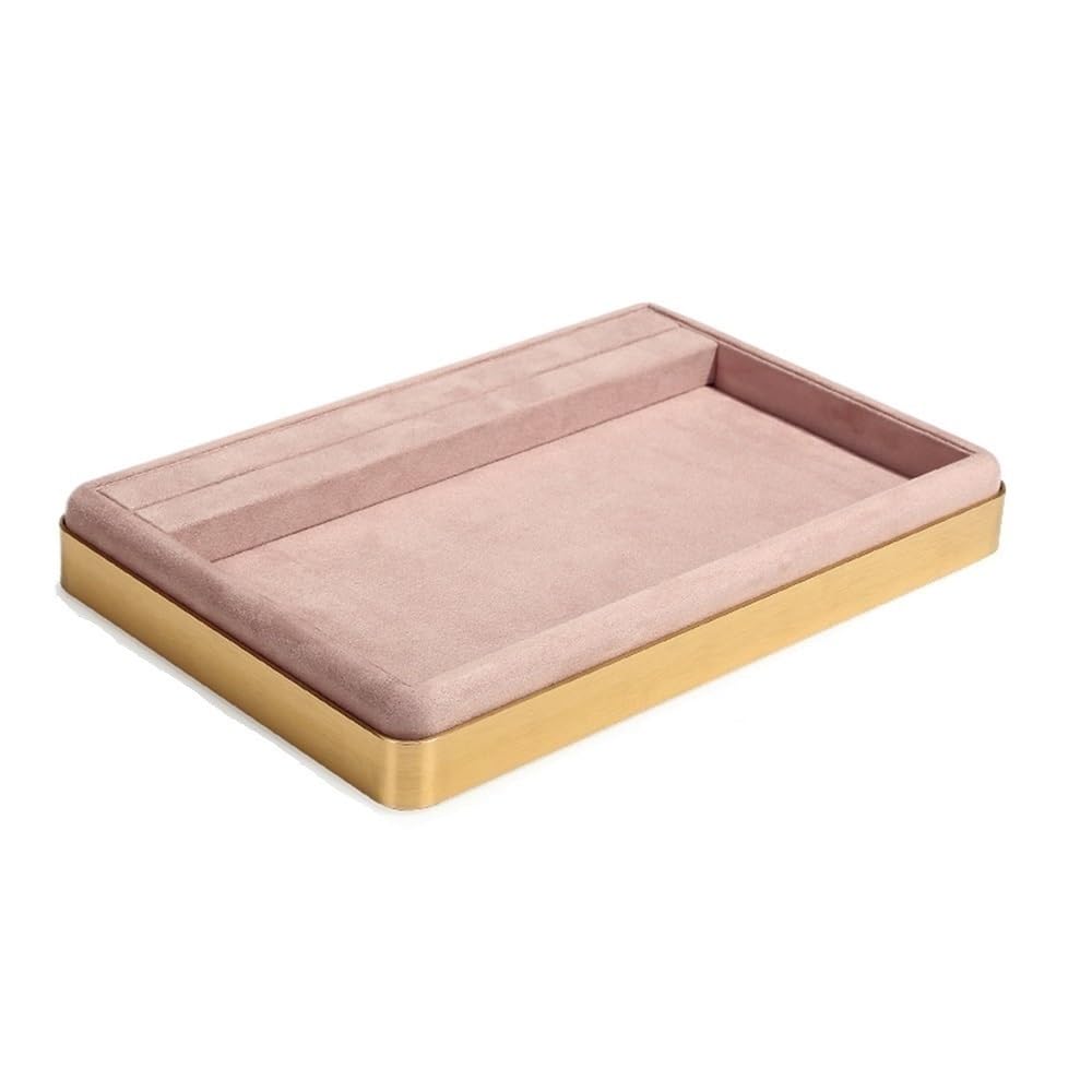 Vassoio for gioielli impilabile con cornice dorata in velluto | Vassoio for gioielli multi scomparto for riporre anelli, orecchini, braccialetti, cassettiere