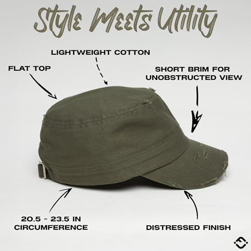 Image of Funky Junque Newsboy Hat for Women - Distressed Cadet Cap, Army Military Style Vintage Baseball Hat