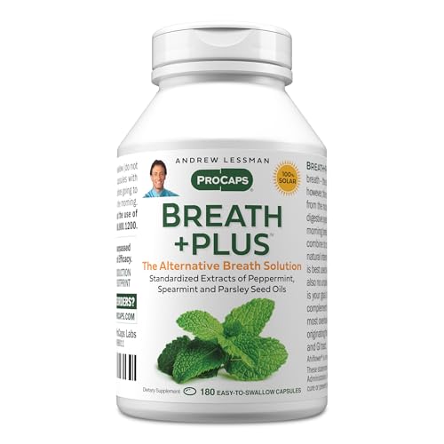 ANDREW LESSMAN Breath Plus 180 Softgels - Natural Breath Freshener, Helps Eliminate Odors from Food,...