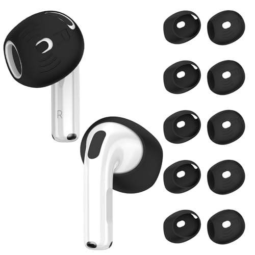 [5 Pairs] for AirPods 4 Ear Tips Covers Sport Anti Slip Anti Scratche Skin Soft Silicone Eartip AirPods 4 Gen Earbuds Accessories Compatible with Apple AirPods 4th Generation (Black)