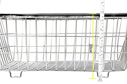 Image of Dish Drainer Steel (56x43x23) Stainless Steel Dish Drainer Basket Utensil Drying Stand for Kitchen /Plate Rack /Bartan Basket /Sink Counter Top Dish Drainer Rack