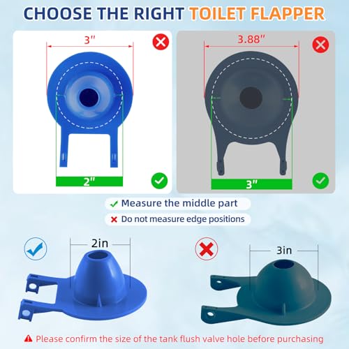 Image of Hibbent 2 Pack Universal 2 Inch Toilet Flapper Compatible with American Standard, Kohler, TOTO, Gerber Toilets Tank, Water Conserving Toilet Flapper Replacement with Stainless Steel Chain, Blue