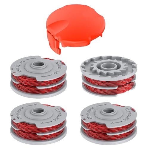 JAMSSOW 4 Bobine de Fil Convient pour Flymo FLY021/513937190,Rechange Coupe Bordure pour Flymo Contour 500 XT,Power Trim 500 XT,Mini Trim Contour XT,Mini Trim Auto...