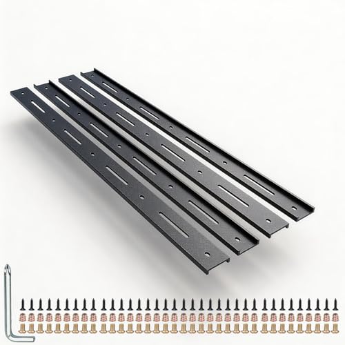 C Channel Steel Support Metal Support Bracing Hidden C Bracket for Table Top Live Edge Slab Woodworking, Black Coat Finish, 6 Holes (4 Pack, 36 Inch)