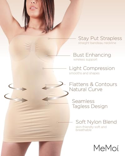 SlimMe Strapless Slips for Under Dresses, Women's Shapewear Slips, Comfortable and Breathable Tummy Control Slip - Sizes S-XL3