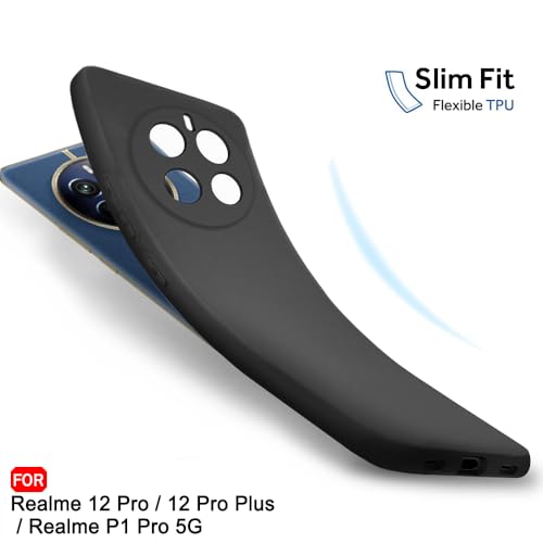 Image of TheGiftKart Sleek Back Cover Case for Realme 12 Pro / 12 Pro Plus 5G / Realme P1 Pro 5G | Slim Fit Protective Design | Camera Protection Bump | Soft Back Cover Case for Realme 12 Pro (Silicone, Black)