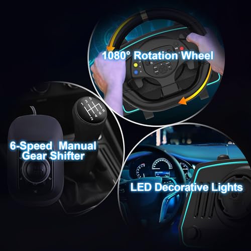 NBCP Racing Wheel and Pedals for Xbox Series X|S, Xbox One and PC, Racing wheel with clutch and shif