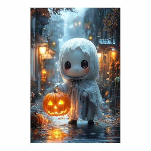 Affiche Halloween fantôme mignon TERUEA tableau salon blanc 70x100