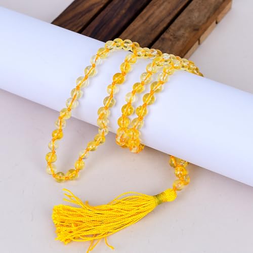 Collier Mala citrine 108 perles résistant pour concentration