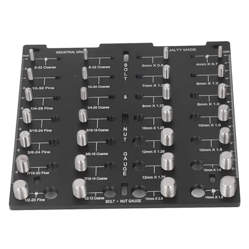 Bolt Nut Thread Checker, 28 Holes Metric and American Thread Identification Board with Work Gloves Thread Identifier Board Versatile Tool