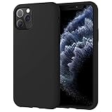 JETech Funda de Silicona Compatible con iPhone 11 Pro, 5,8 Pulgadas, Sedoso-Tacto Suave, Funda Protectora de Cuerpo Completo, Cubierta a Prueba de Golpes con Forro de Microfibra (Negro)