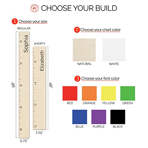 HEADWATERS STUDIO | Personalized Multicolor Wooden Height Growth Chart Ruler for Kids, Boys & Girls w 2 Sizes & Colors | Nursery Hanging Wall Decor, Baby Gift, Customized Measurement Chart - Image 3