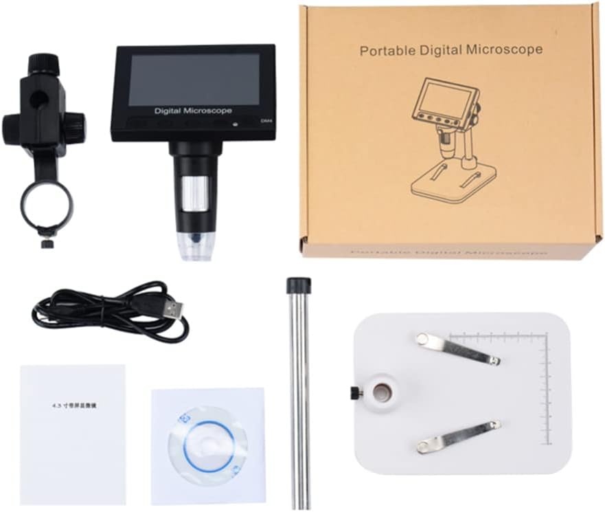 Hemobllo Digital Microscope with Adjustable Bracket Brightness Led Magnification Supports Languages for Jewelry Identification Board Repair and Learning