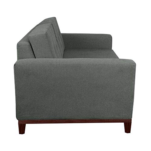 Sofá 3 Lugares Living Pés e Base em Madeira Linho Cotton Cinza 180 cm