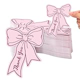 Whaline 100Pcs Pink Bow Mini Thank You Cards Bowknot Small Business Cards Thank You Notes for Stores Restaurants, 2.5 x 3.5 Inch
