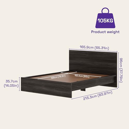 Image of Wakefit Bed | 3 Yr Warranty | Bed Queen Size, Non-Storage, Sturdy Construction, Density: 680-750 kg /m, Termite & Borer Resistant, Fits Mattresses Up to 8 inches (Centaur 78 x 60 - Wyoming Maple)