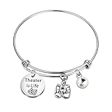 WSNANG Theatre Drama Gift Theater is Life Bracelet Broadway Lover Gift Drama Student Graduation Gift Inspirational Theatre Mask Jewelry for Actor Actress (Theater is Life Bracelet)