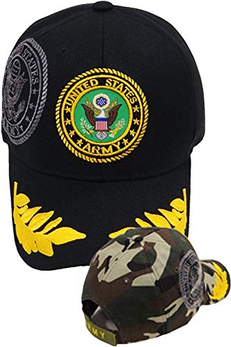 Gorra de béisbol Army negra con logo bordado miniatura 1