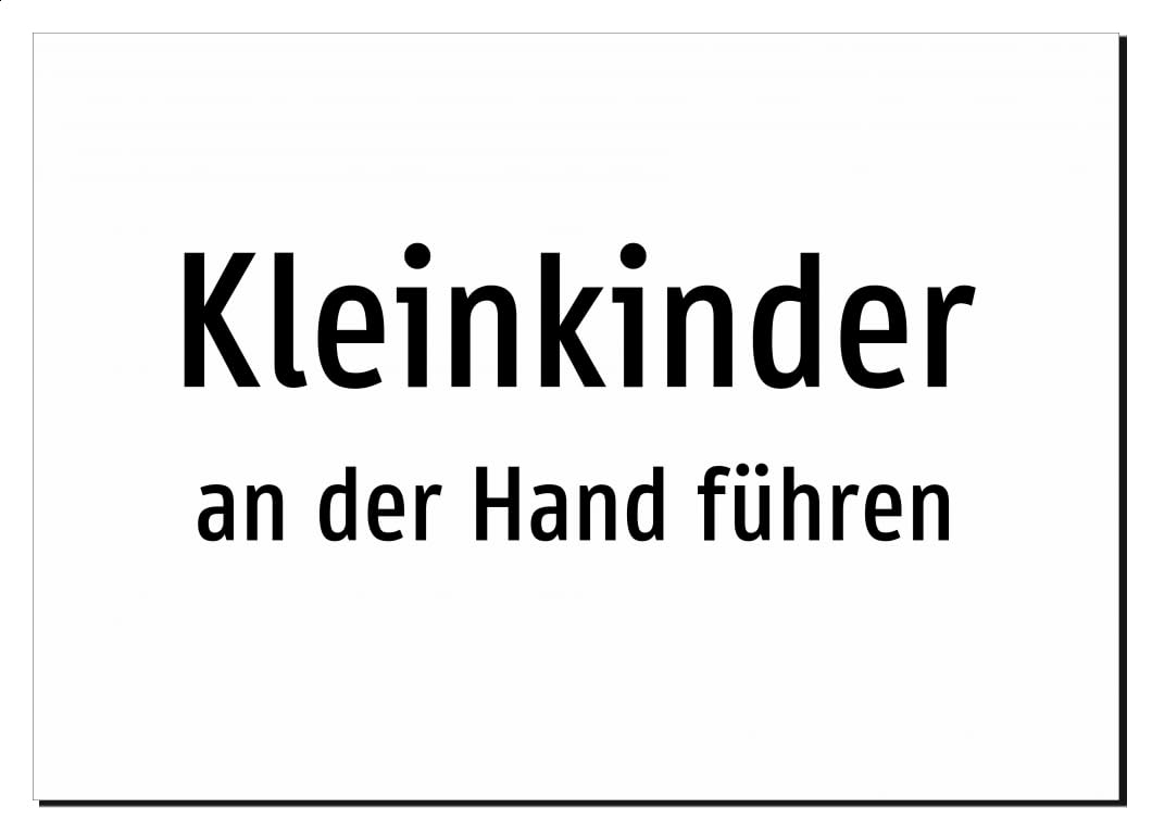 Kleinkinder - an der Hand führen | Aufkleber A2, 594 x 420mm | nur Text, ohne Symbolgrafik