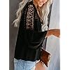 Canikat Women's Fashion Fall Bell Long Sleeve Button Down Tops V Neck Lace Hem Basic Tee Shirts Chiffon Flowy Blouses Black L