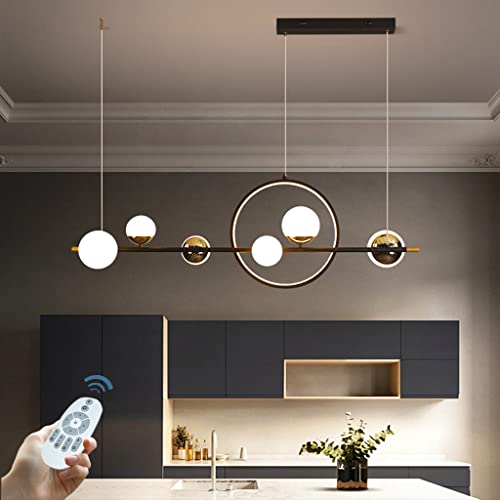 Hängeleuchte LED Modern Esstisch Hängelampe 66W Dimmbar Mit Fernbedienung Pendelleuchte Acryl Metall Pendellampe Höhenverstellbar Kronleuchter Esszimmer Wohnzimmer Schlafzimmer Schwarz Deckenlampe Cover